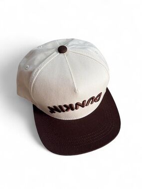 Dunkin’ Donuts Upside Down Logo Snapback Hat – Cream/Brown